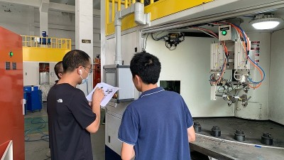 【噴膠機驗收】常熟客戶現場驗收安捷倫DY118X38自動噴膠機